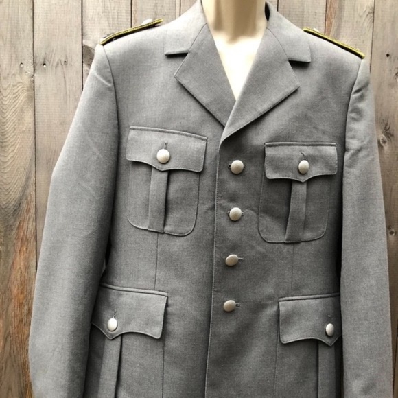 Vtg German Army Air force Uniform Gray Wool Blend Dress Jacket w Epaulets 40 US - Picture 4 of 7